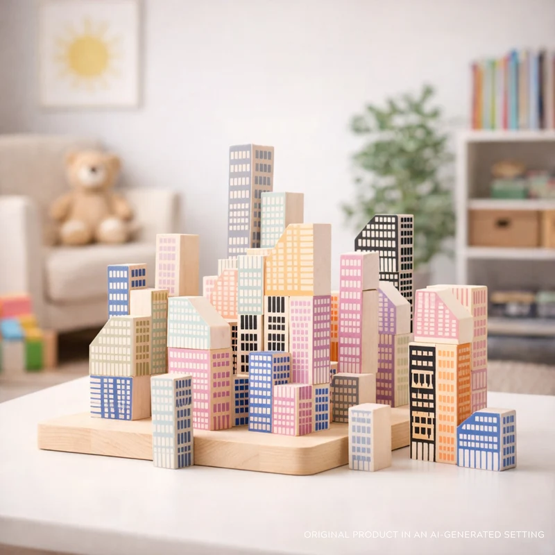 Pilus wooden buildings – city building set for children TheWickerStories