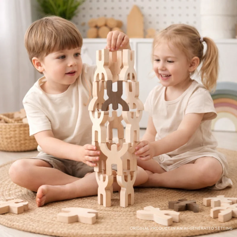 Pavo wooden people figurines – stacking and balancing toy TheWickerStories
