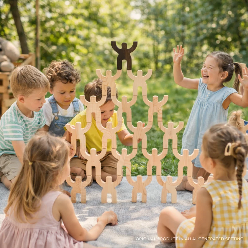 Pavo wooden people figurines – stacking and balancing toy TheWickerStories