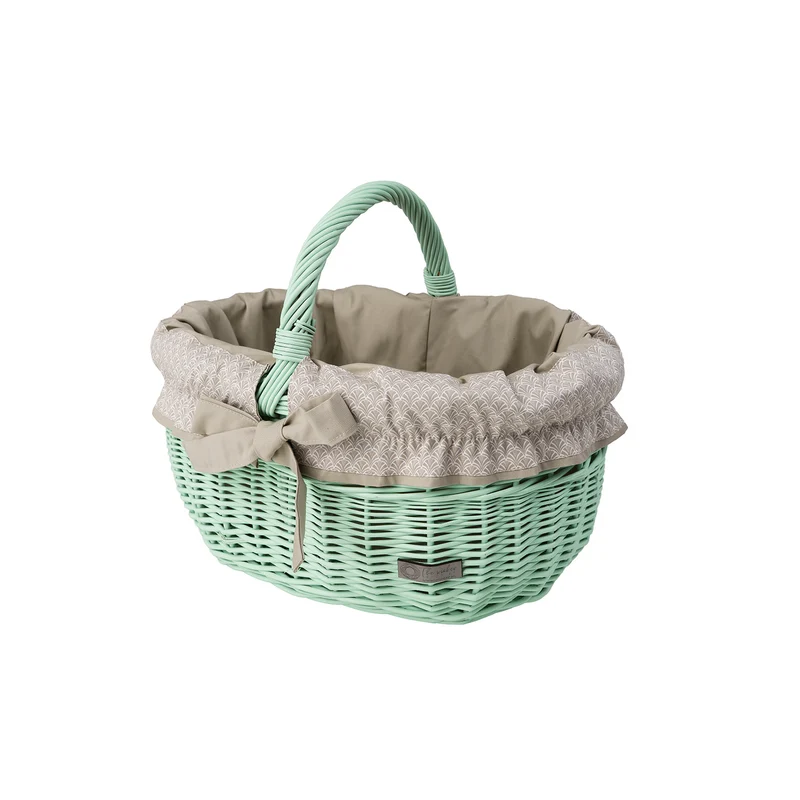 Werburga wicker shopping basket with beige trim and handle TheWickerStories