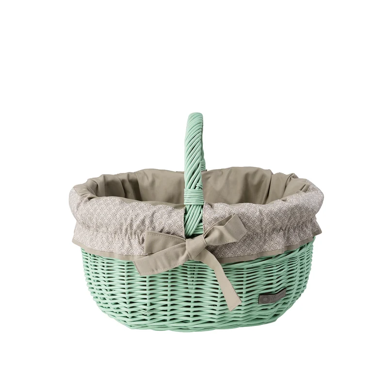 Werburga wicker shopping basket with beige trim and handle TheWickerStories