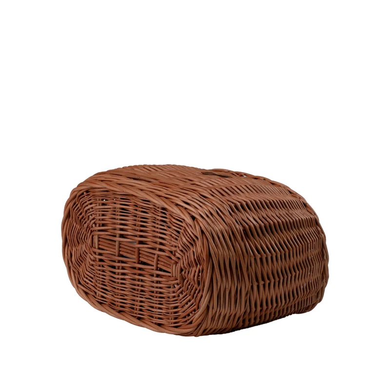 Marone wicker bicycle basket with colorful trim, removable liner and leather straps TheWickerStories