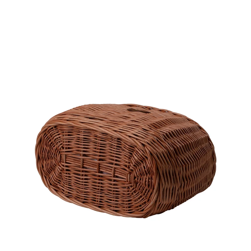 Marone wicker bike basket with pink trim, removable liner and leather straps TheWickerStories