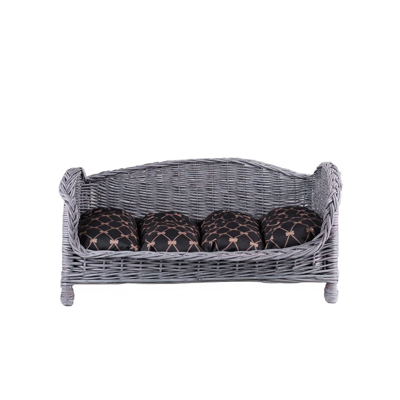 Erivia wicker basket for dogs and cats with cushion TheWickerStories