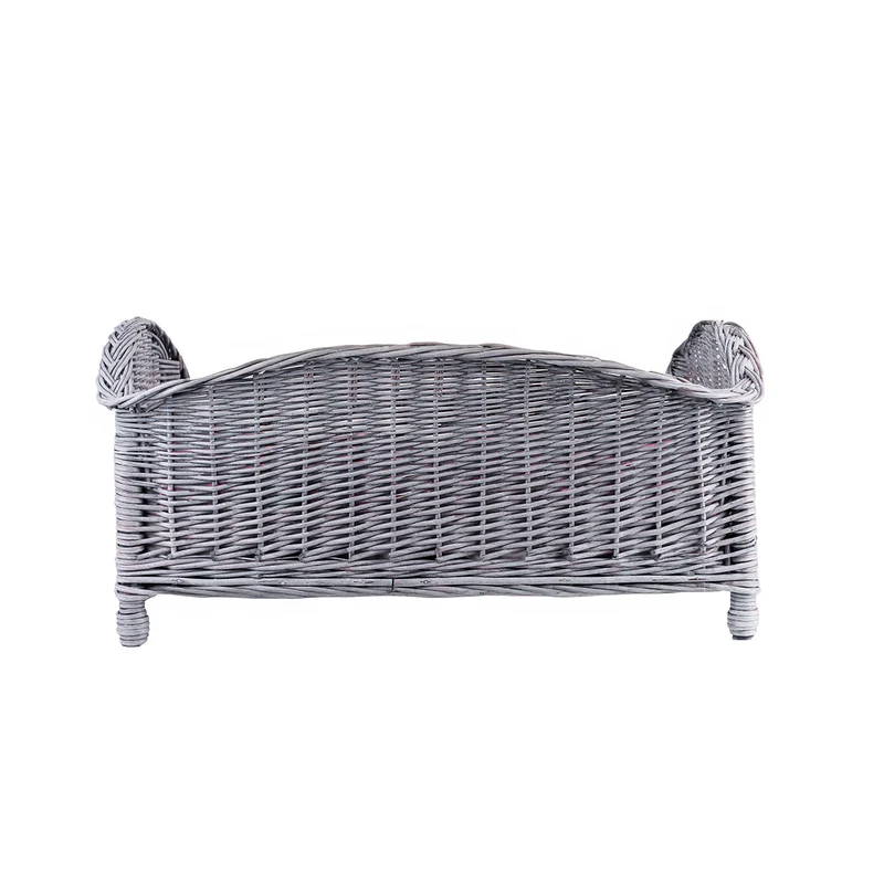 Erivia wicker basket bed for dogs and cats with cushion TheWickerStories