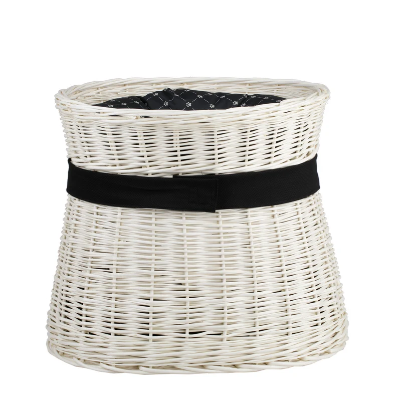 Erif two-level wicker cat house with black cushions and a bow TheWickerStories