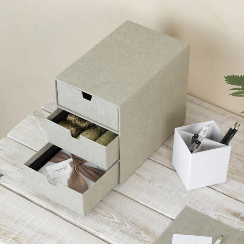 INGRID Schubladenbox 3 Fächer - Linnen Canvas