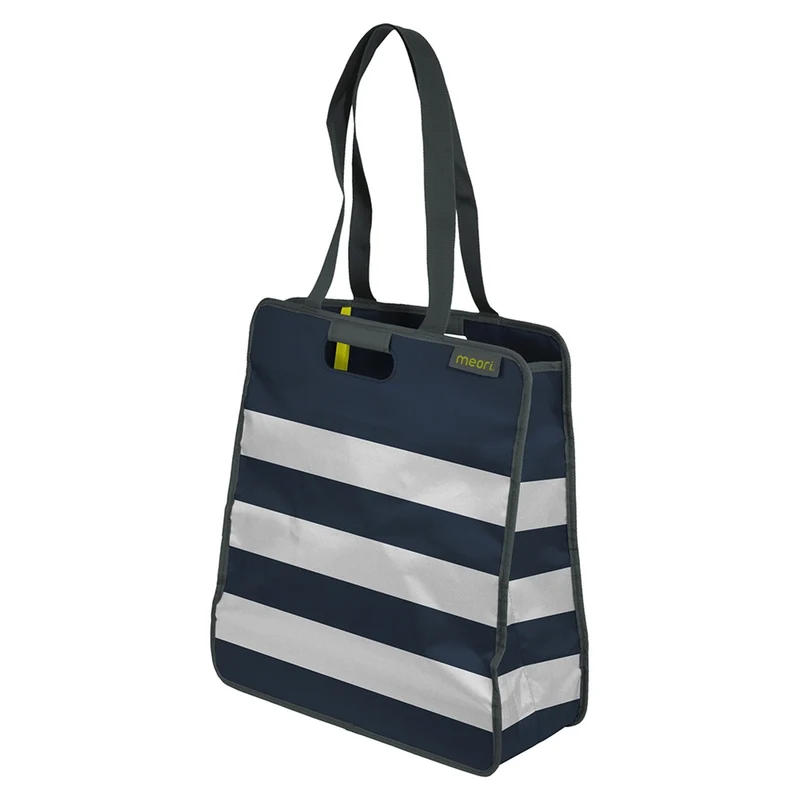 meori Faltbare Einkaufstasche L Marine Blue Stripes