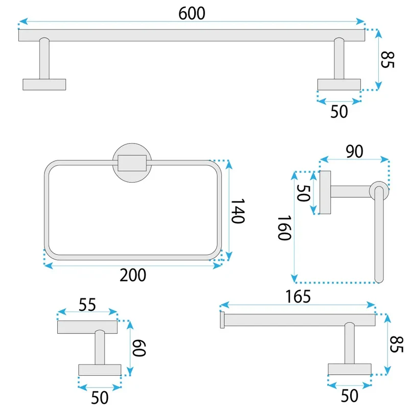 Accessoire-Set GRID Schwarz 4 teilig