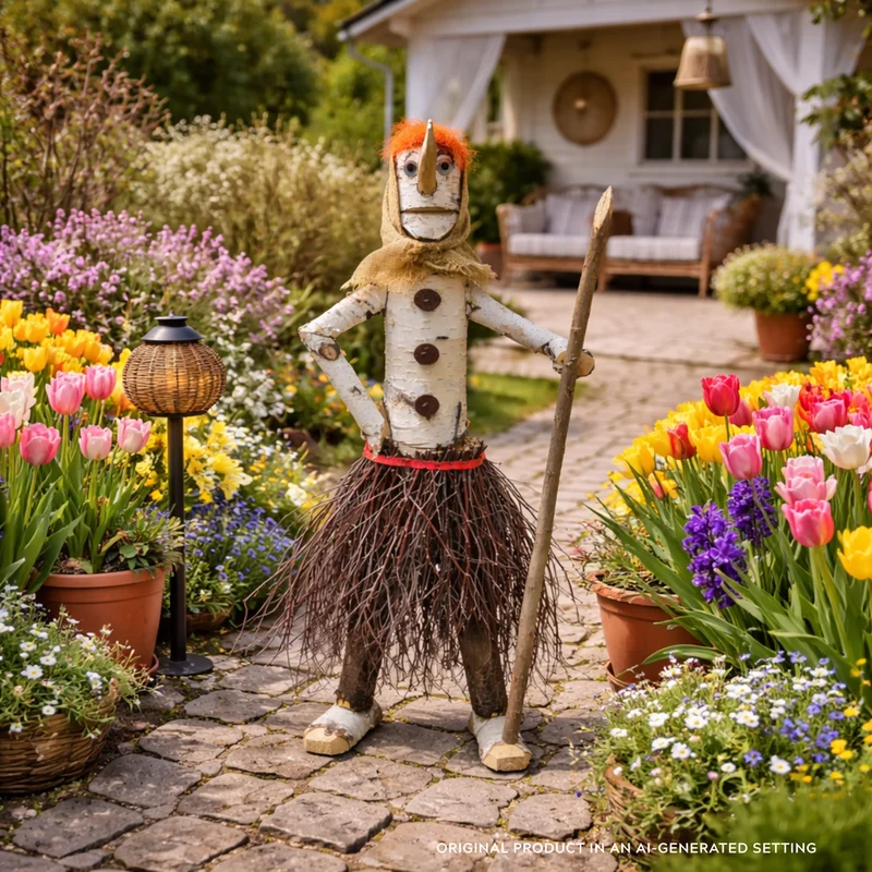 Lignum wooden decorative garden figurine in birch TheWickerStories