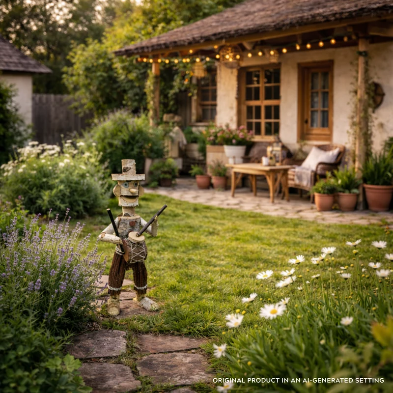 Lignum wooden decorative birch figurine for the garden TheWickerStories