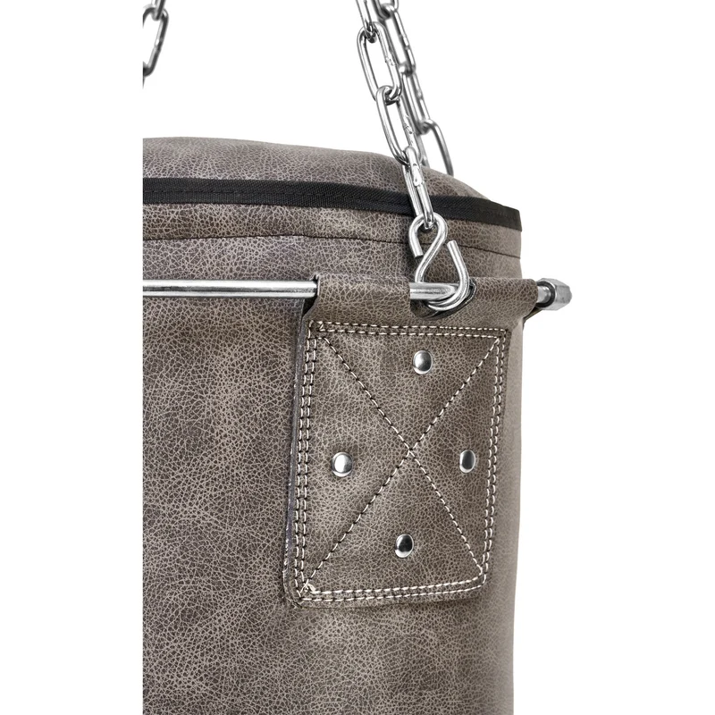 Vintage Boxsack Kunstleder mit Stahlkette und Metallring