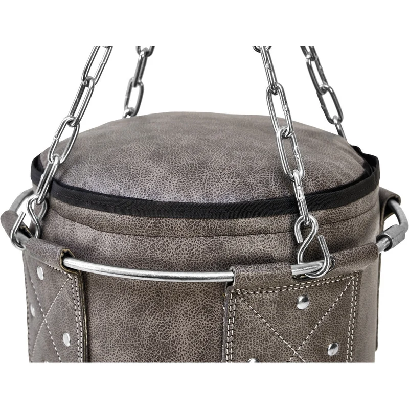 Vintage Boxsack Kunstleder mit Stahlkette und Metallring