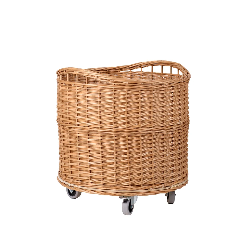 Caros large round mobile storage basket, wicker display basket TheWickerStories