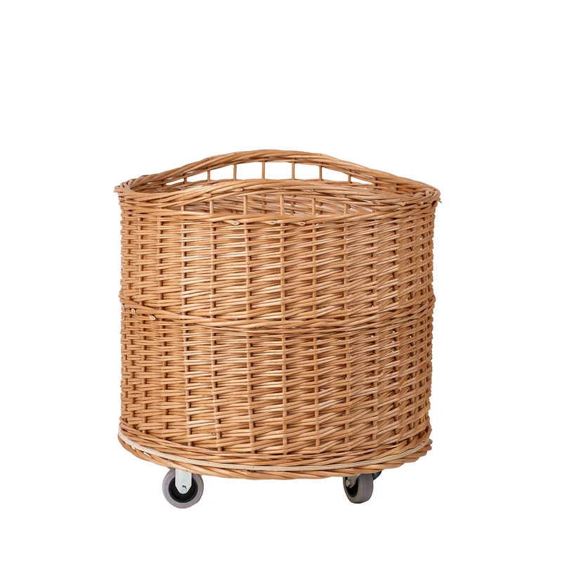 Caros large round mobile storage basket, wicker display basket TheWickerStories