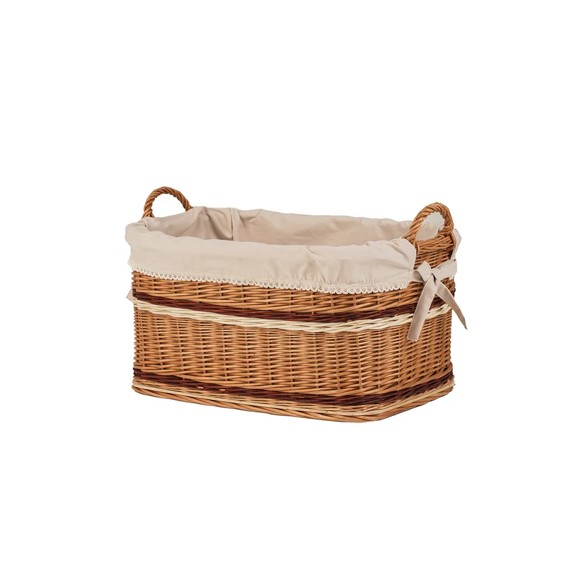 Forselia wicker storage basket with beige trim TheWickerStories