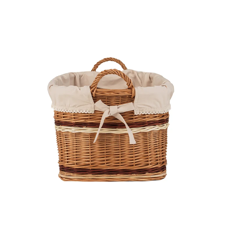 Forselia wicker storage basket with beige trim TheWickerStories
