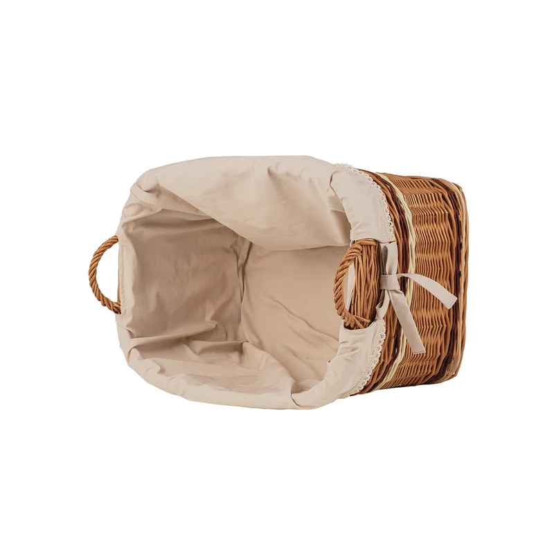 Forselia wicker storage basket with beige trim TheWickerStories