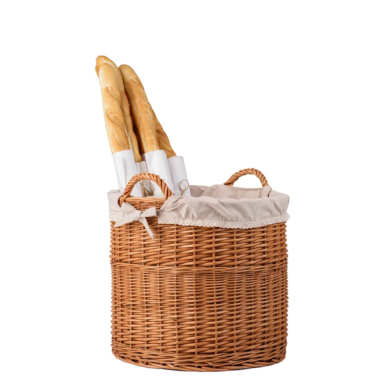 Bawira large round storage basket, wicker display basket with handles and trim TheWickerStories