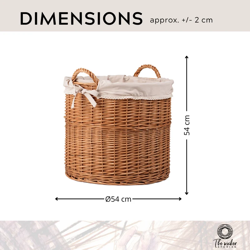 Bawira large round storage basket, wicker display basket with handles and trim TheWickerStories
