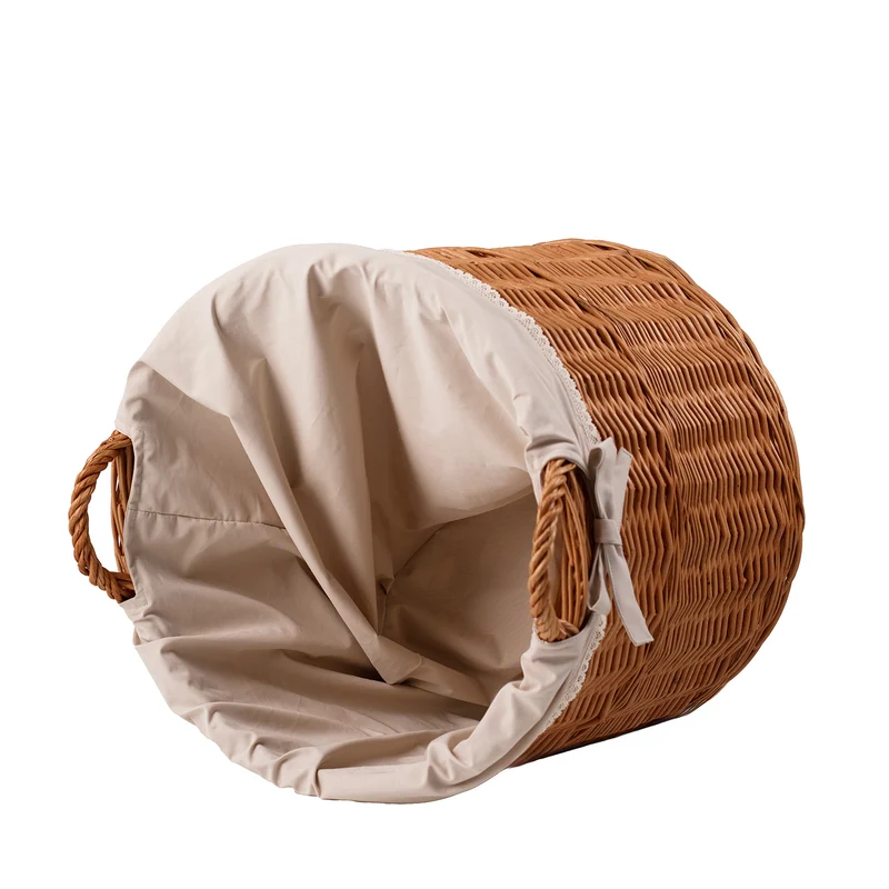 Bawira large round storage basket, wicker display basket with handles and trim TheWickerStories