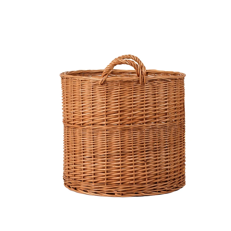Bawira large round wicker storage and display basket with handles TheWickerStories