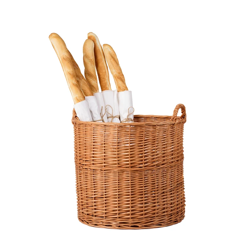 Bawira large round wicker storage and display basket with handles TheWickerStories