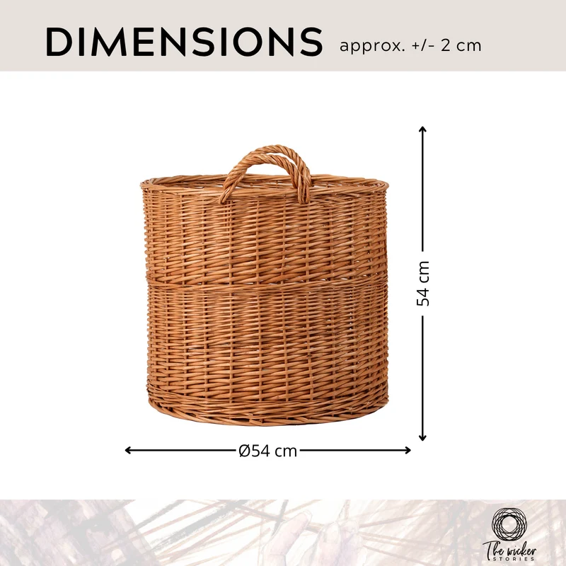 Bawira large round wicker storage and display basket with handles TheWickerStories