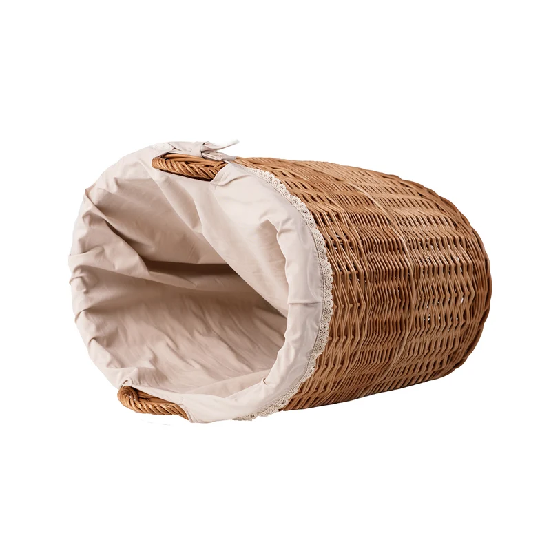 Celia decorative wicker storage basket with beige trim TheWickerStories
