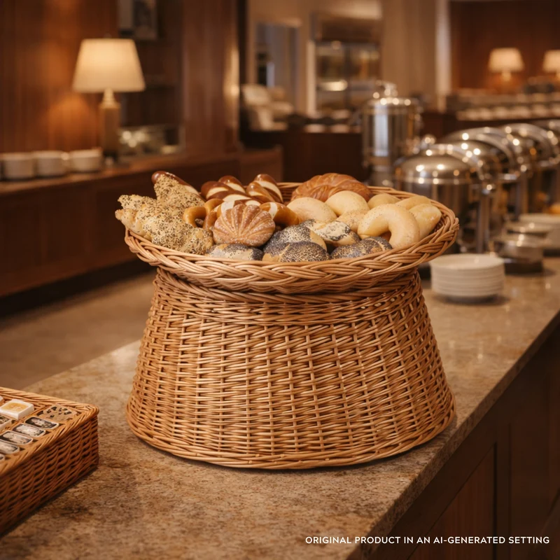 Turina wicker bread basket for display in bakery and shop TheWickerStories