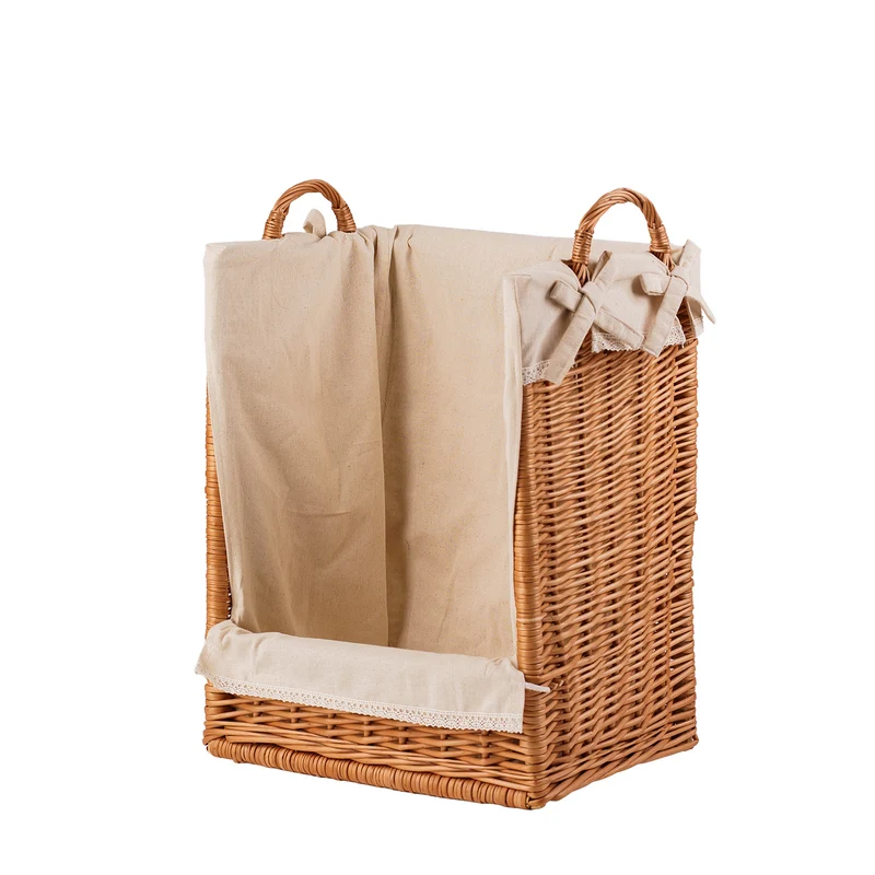 Bretia wicker display basket, baguette stand, bread display with trim TheWickerStories