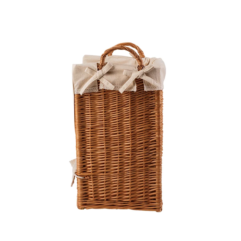 Bretia wicker display basket, baguette stand, bread display with trim TheWickerStories