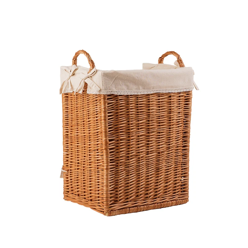 Bretia wicker display basket, baguette stand, bread display with trim TheWickerStories