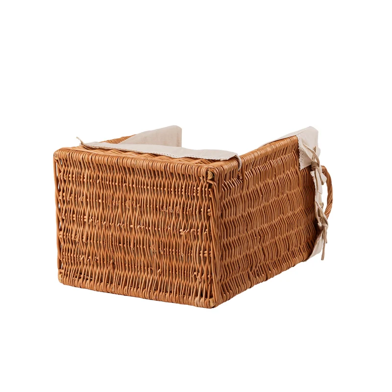 Bretia wicker display basket, baguette stand, bread display with trim TheWickerStories