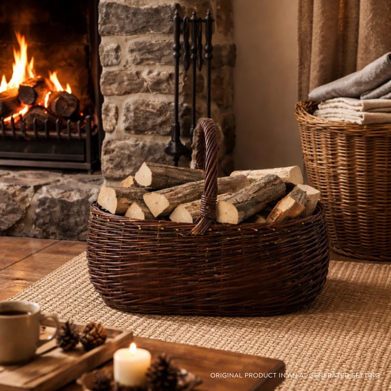 Felis wicker firewood basket for the fireplace TheWickerStories