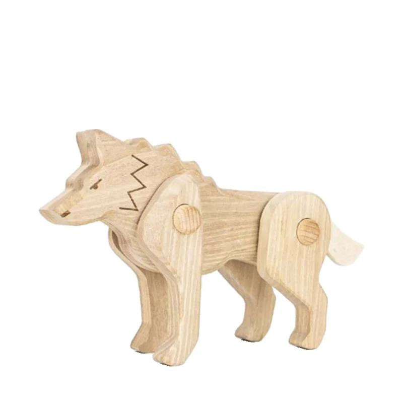 Pinus wooden wolf – movable educational toy for children TheWickerStories