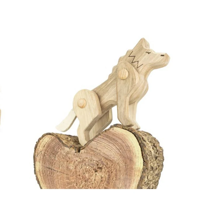 Pinus wooden wolf – movable educational toy for children TheWickerStories