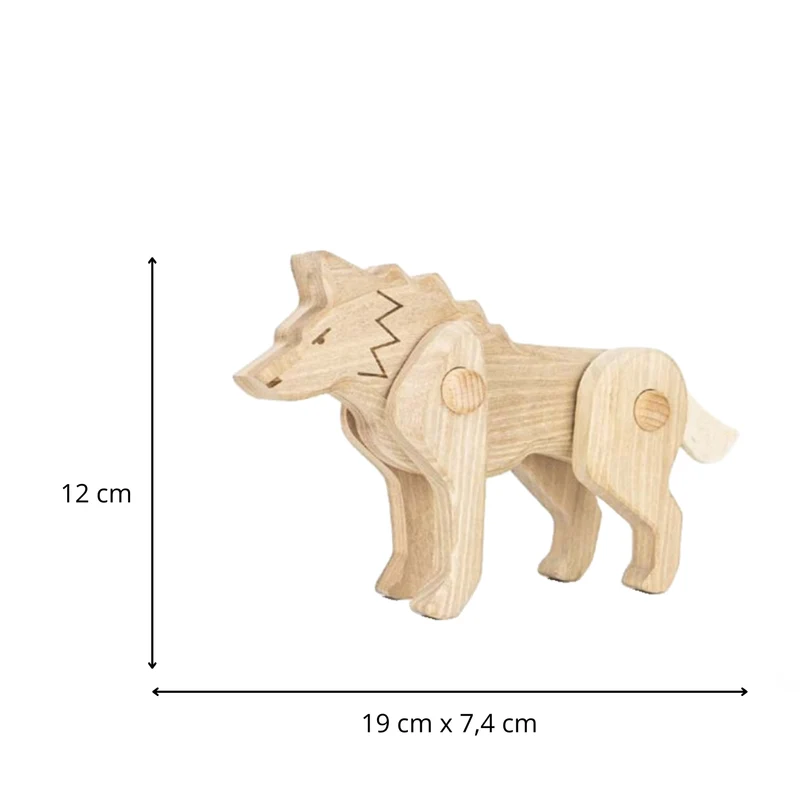 Pinus wooden wolf – movable educational toy for children TheWickerStories