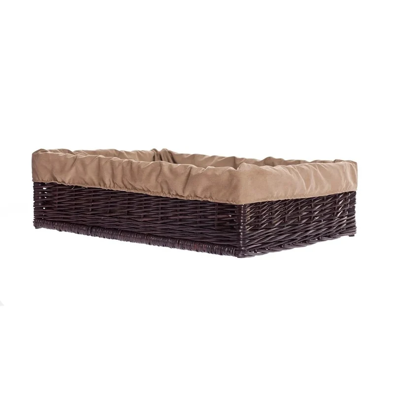 Epimoria wicker pet bed for dogs and cats with engraving, beige trim and cushion TheWickerStories