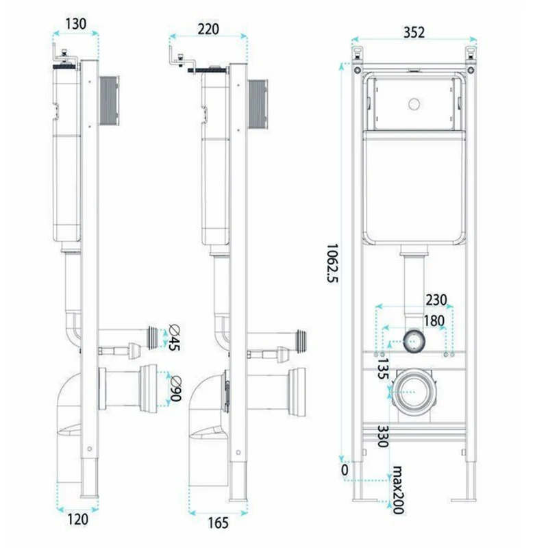 Unterputz-WC-Gestell Set Slim 024N – Titan HD Drückerplatte