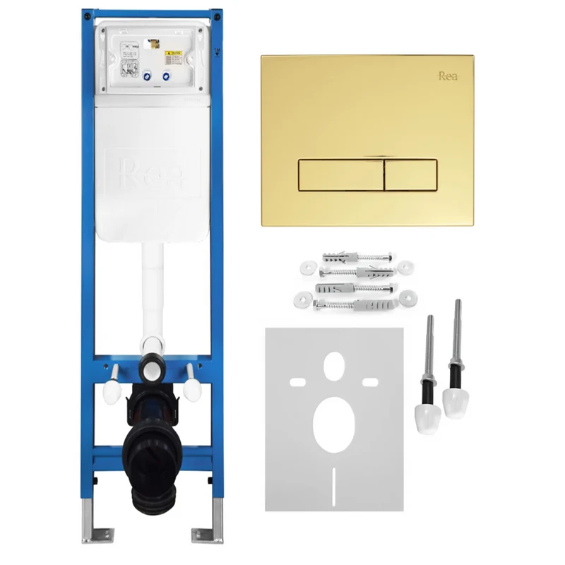 Unterputz-WC-Gestell Set Slim 024N – Gold HD Drückerplatte