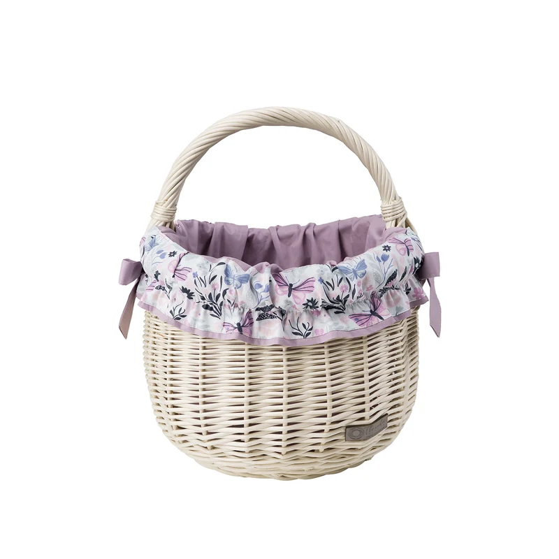 Wictor wicker shopping and picnic basket with purple trim and handle TheWickerStories