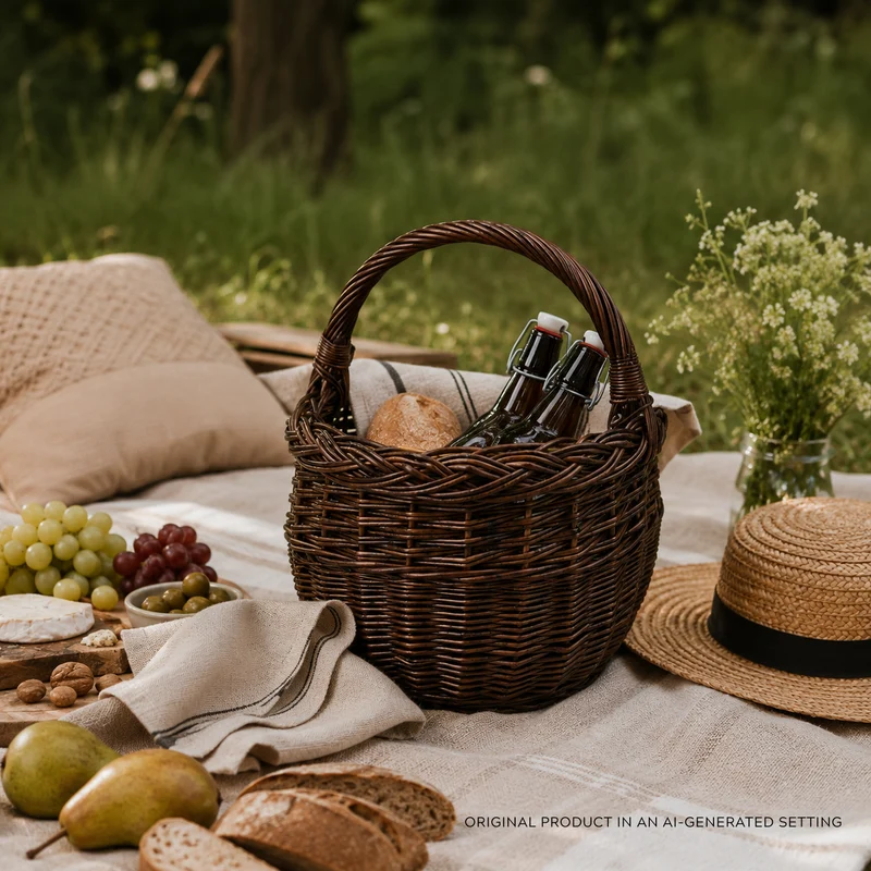 Wictor wicker shopping basket, picnic basket with handle TheWickerStories