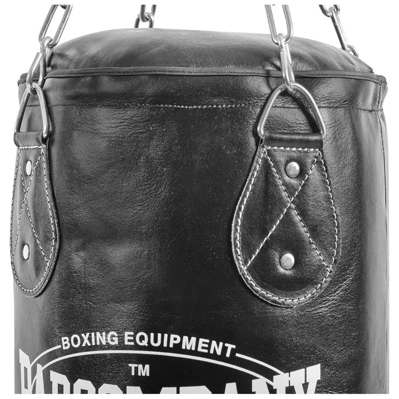 Boxsack 120 x 35 cm ungefüllt aus Leder mit Stahlkette
