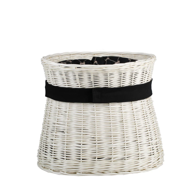 Erif wicker cat house with cushions and a bow, two levels TheWickerStories