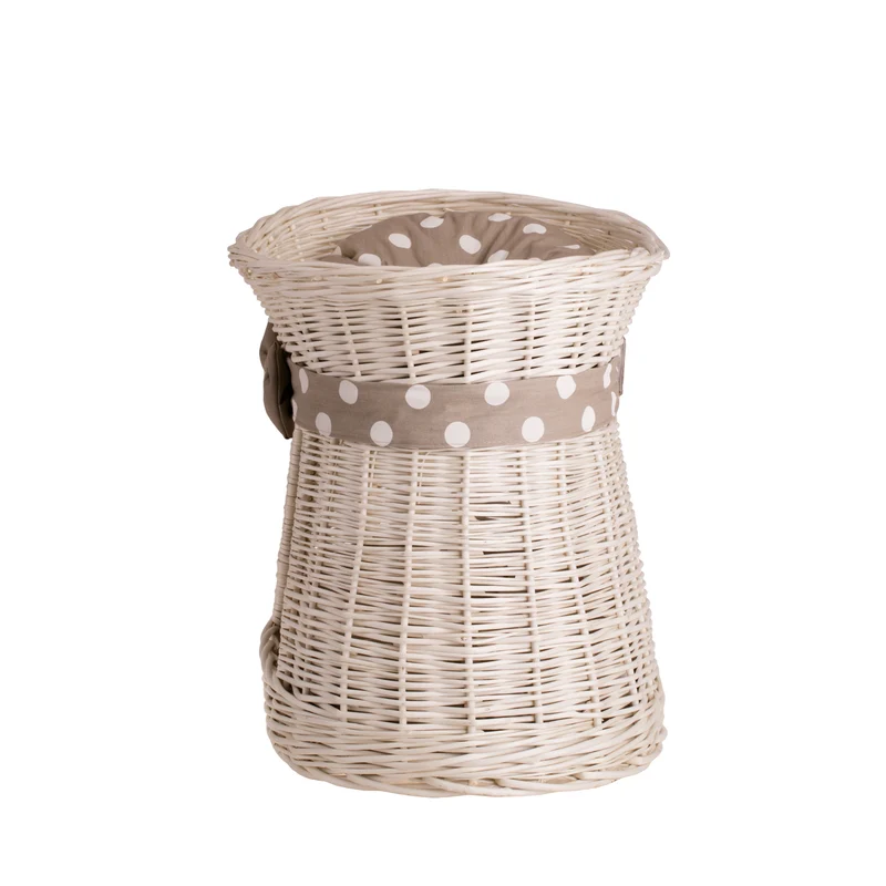 Erif wicker cat house with beige cushions, two-story, with a bow TheWickerStories