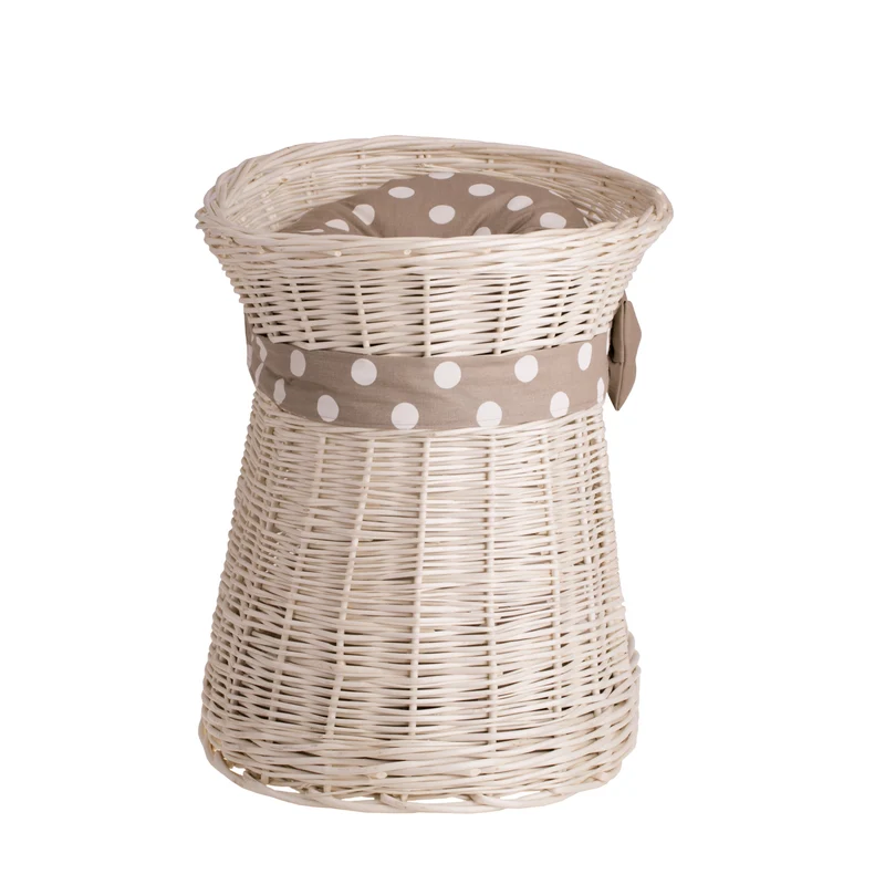 Erif wicker cat house with beige cushions, two-story, with a bow TheWickerStories