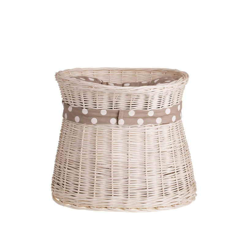 Erif wicker cat house with beige cushions, two-story, with a bow TheWickerStories