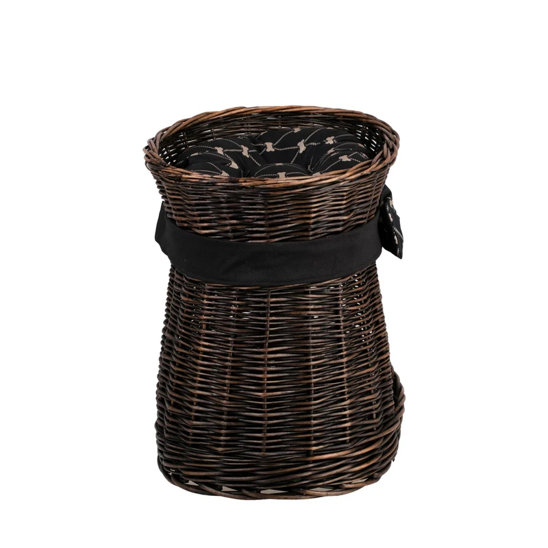 Erif wicker cat house with black trim, two cushions and a bow TheWickerStories