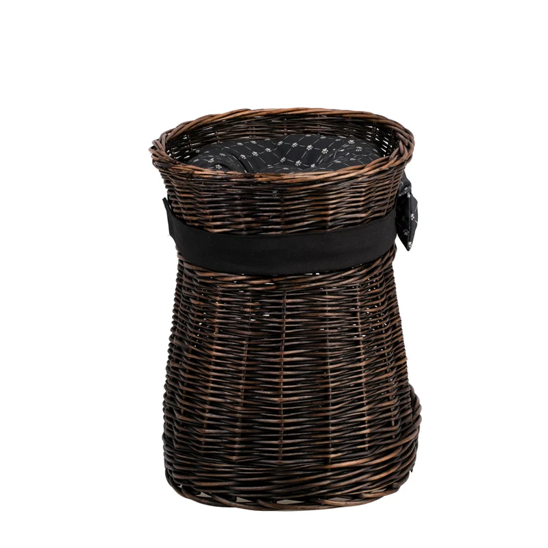 Erif wicker cat house with two levels, with cushions and a bow TheWickerStories
